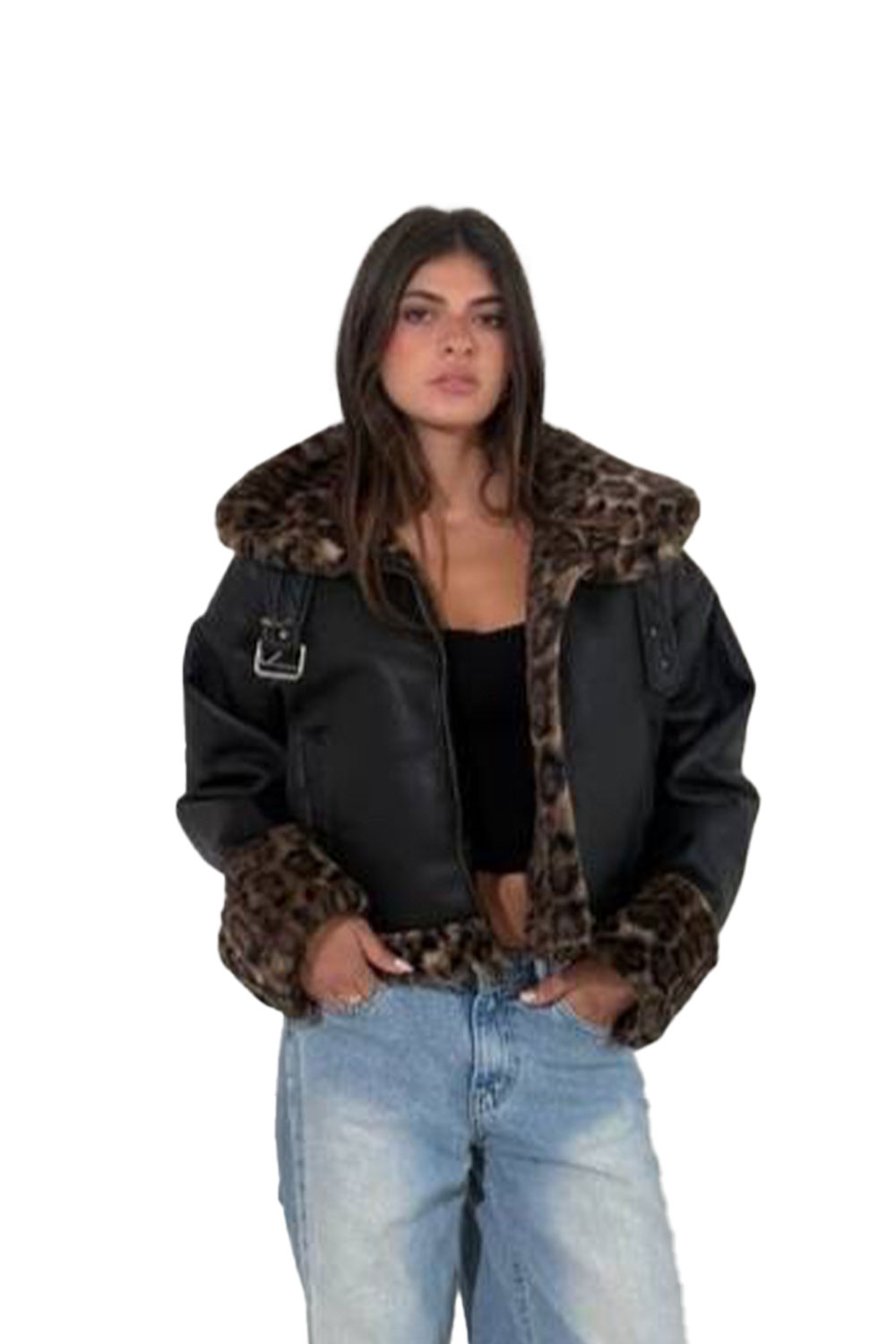 جاكت جلد سويدي متبطن - الصورة 2