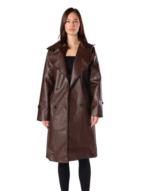 كوت جلد طبيعي متبطن + حزام