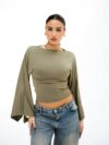 بيزك توب كم فراشه - Olive Green