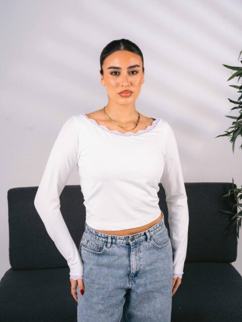 بيزك توب دانتيل رقبه وكم