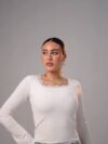 بيزك توب دانتيل رقبه مربعه - White